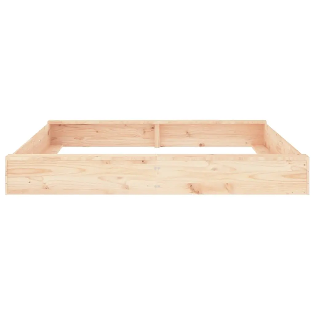 Wooden Sandbox Outdoor Play Equipment Square Solid Pine Wood with Seats Brown