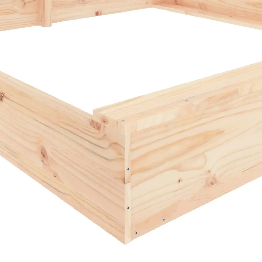 Wooden Sandbox Outdoor Play Equipment Square Solid Pine Wood with Seats Brown