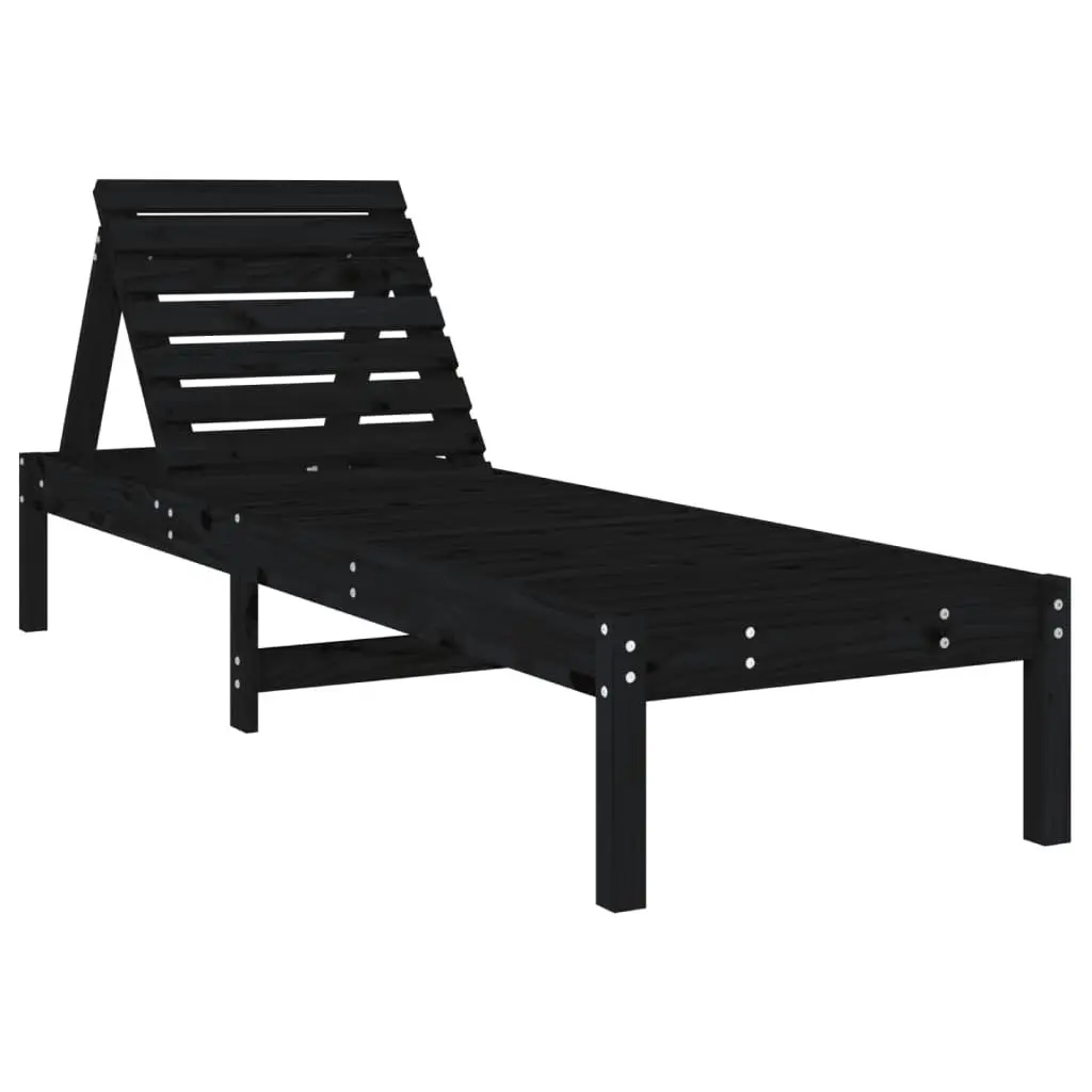 Sun Lounger Adjustable Backrest Outdoor Garden Patio Lounge Chair Black