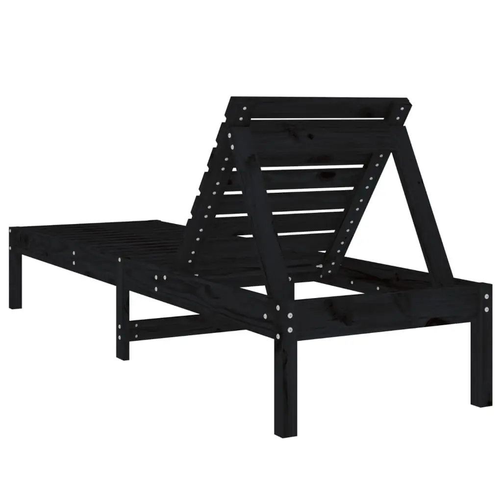 Sun Lounger Adjustable Backrest Outdoor Garden Patio Lounge Chair Black