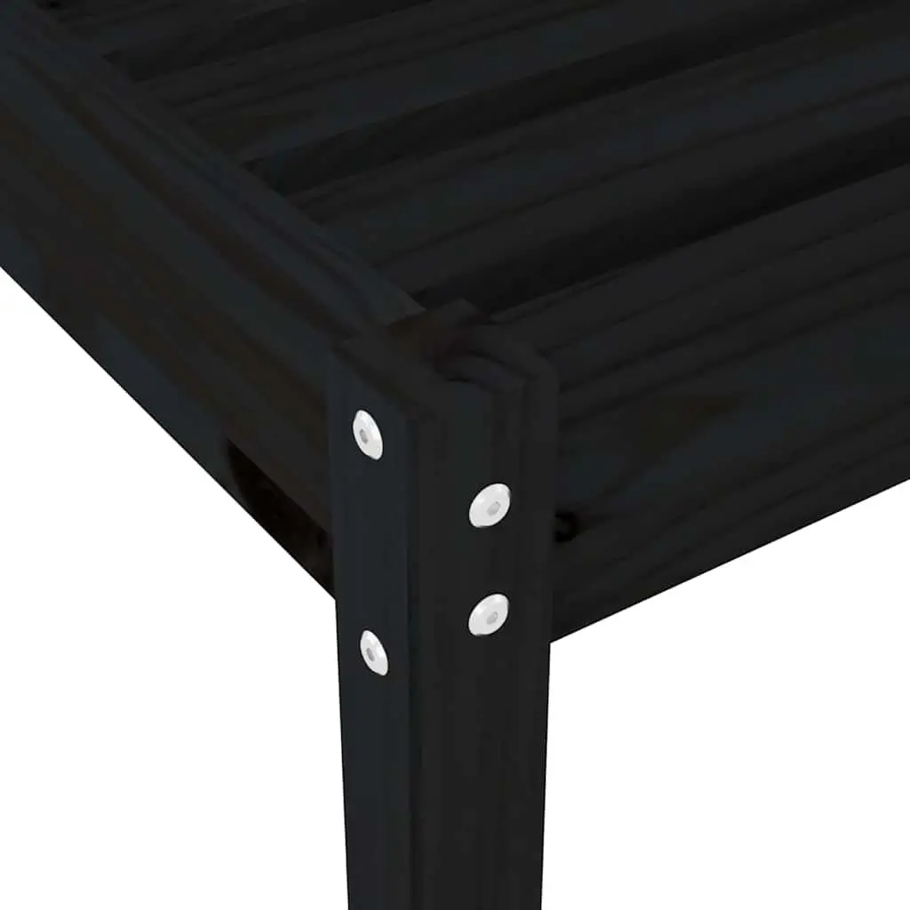 Black Solid Wood Reclining Chair 2 Piece Sun Loungers Outdoor Garden Patio Adjustable Backrest