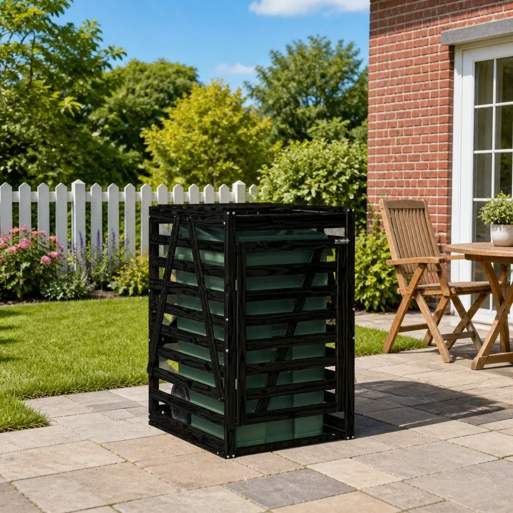 Wheelie Bin Storage 84x90x128.5 cm Garden Waste Container Enclosure with Lock