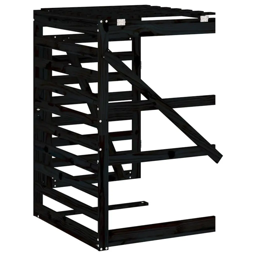 Wheelie Bin Storage Extension Black Solid Pine Wood Outdoor Garden Waste