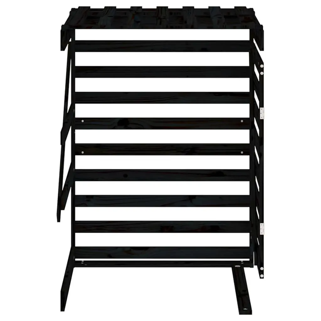 Wheelie Bin Storage Extension Black Solid Pine Wood Outdoor Garden Waste