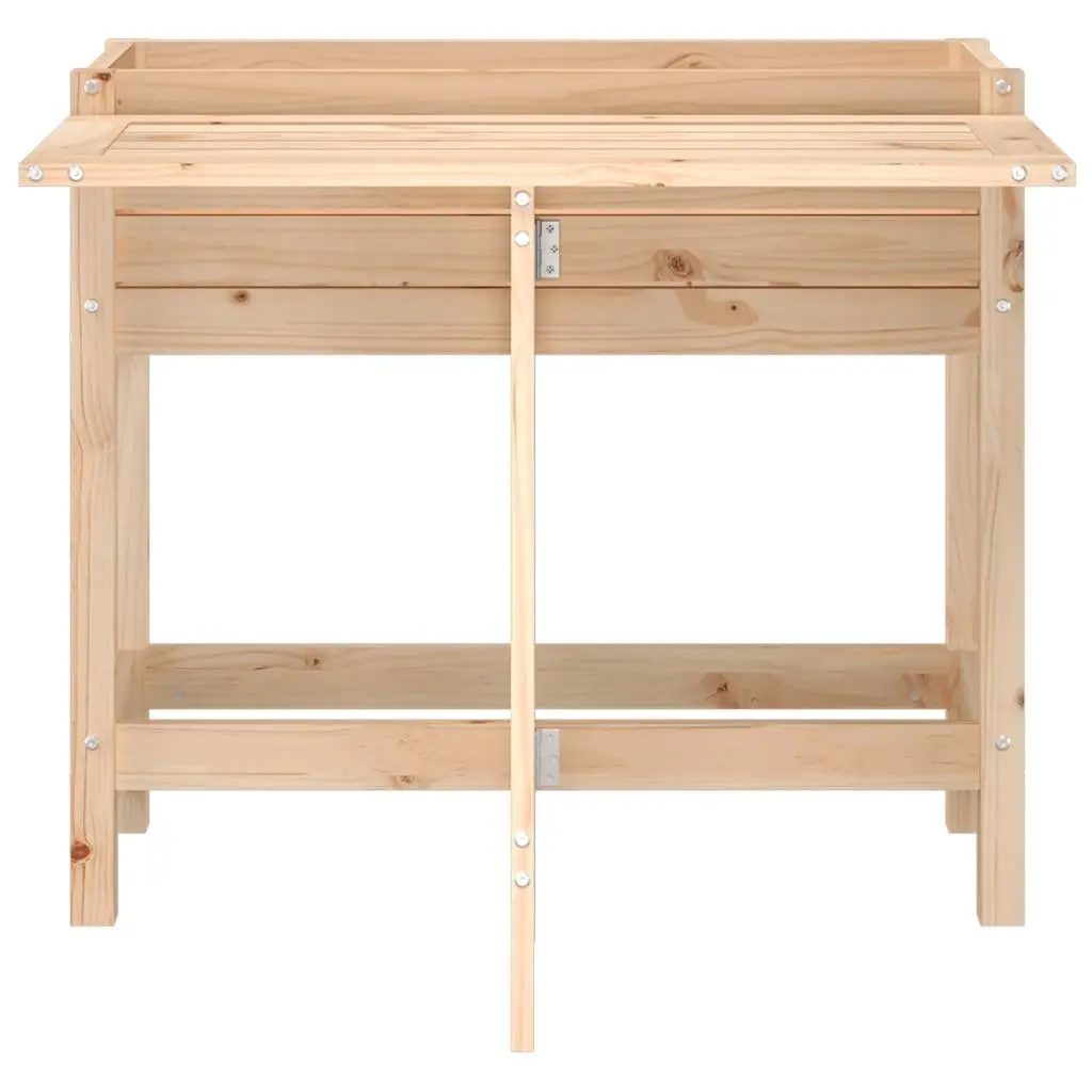 Garden Planter Elevated Raised Solid Wood Pine Brown with Folding Tabletop