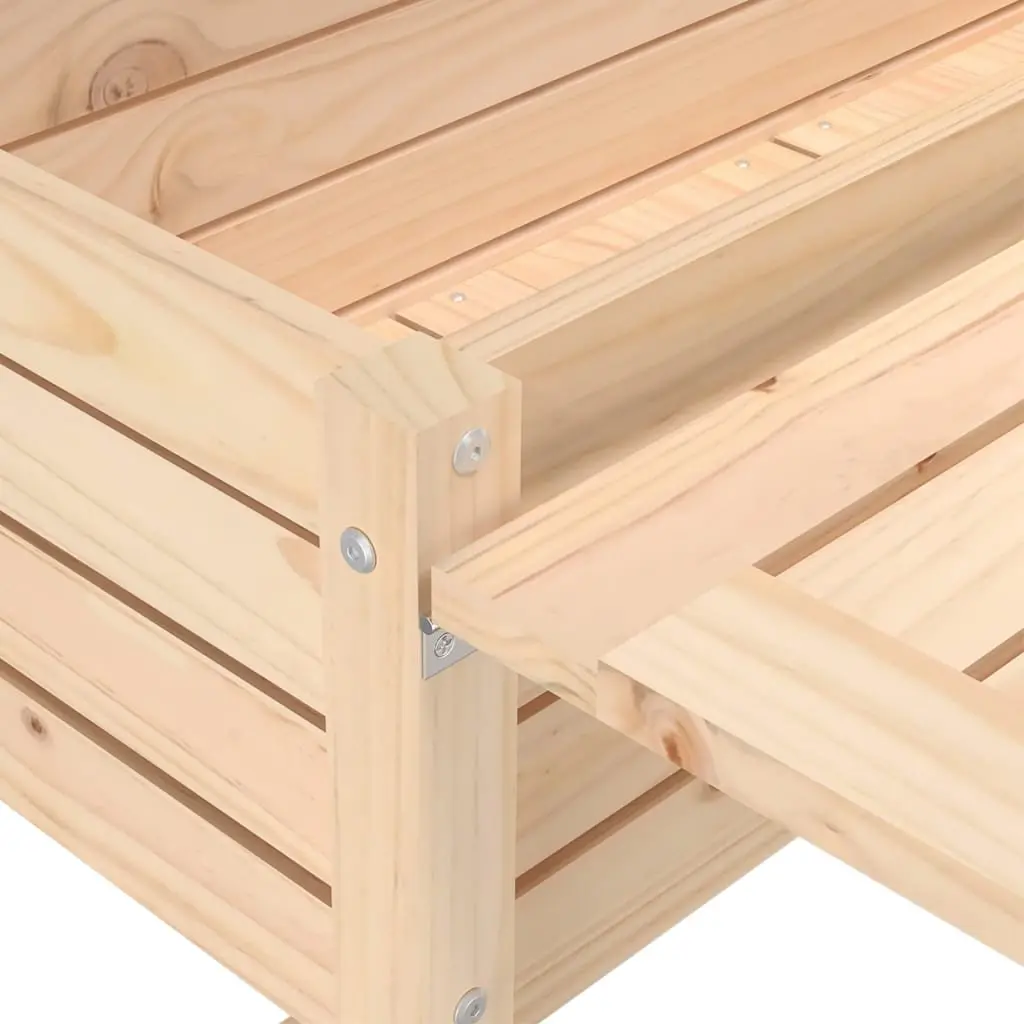 Garden Planter Elevated Raised Solid Wood Pine Brown with Folding Tabletop