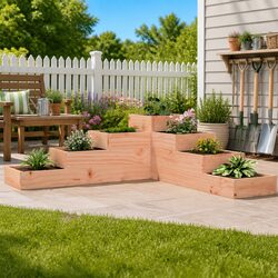 Practical 4-Tier Wooden Planter for Your Garden