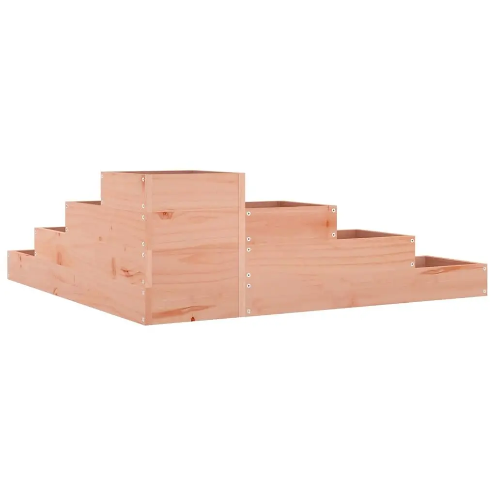 4-Tier Wooden Garden Planter L-Shaped Outdoor Raised Bed Brown