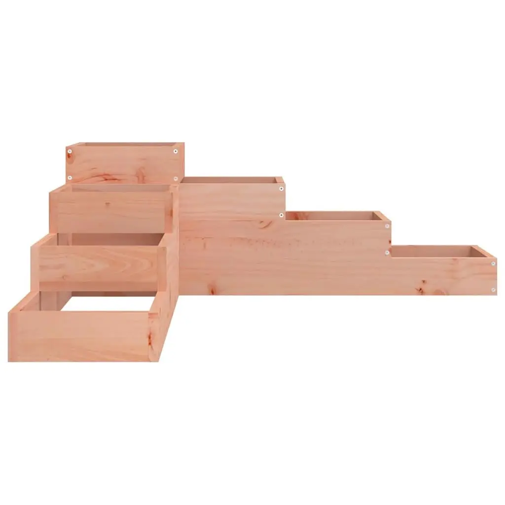 4-Tier Wooden Garden Planter L-Shaped Outdoor Raised Bed Brown