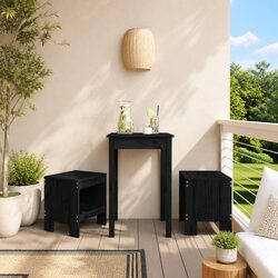 Practical Black Pine Garden Stools - Set of 2