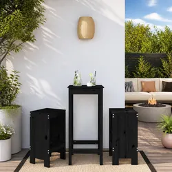 Affordable Black Wooden Bar Stools for Outdoor Comfort
