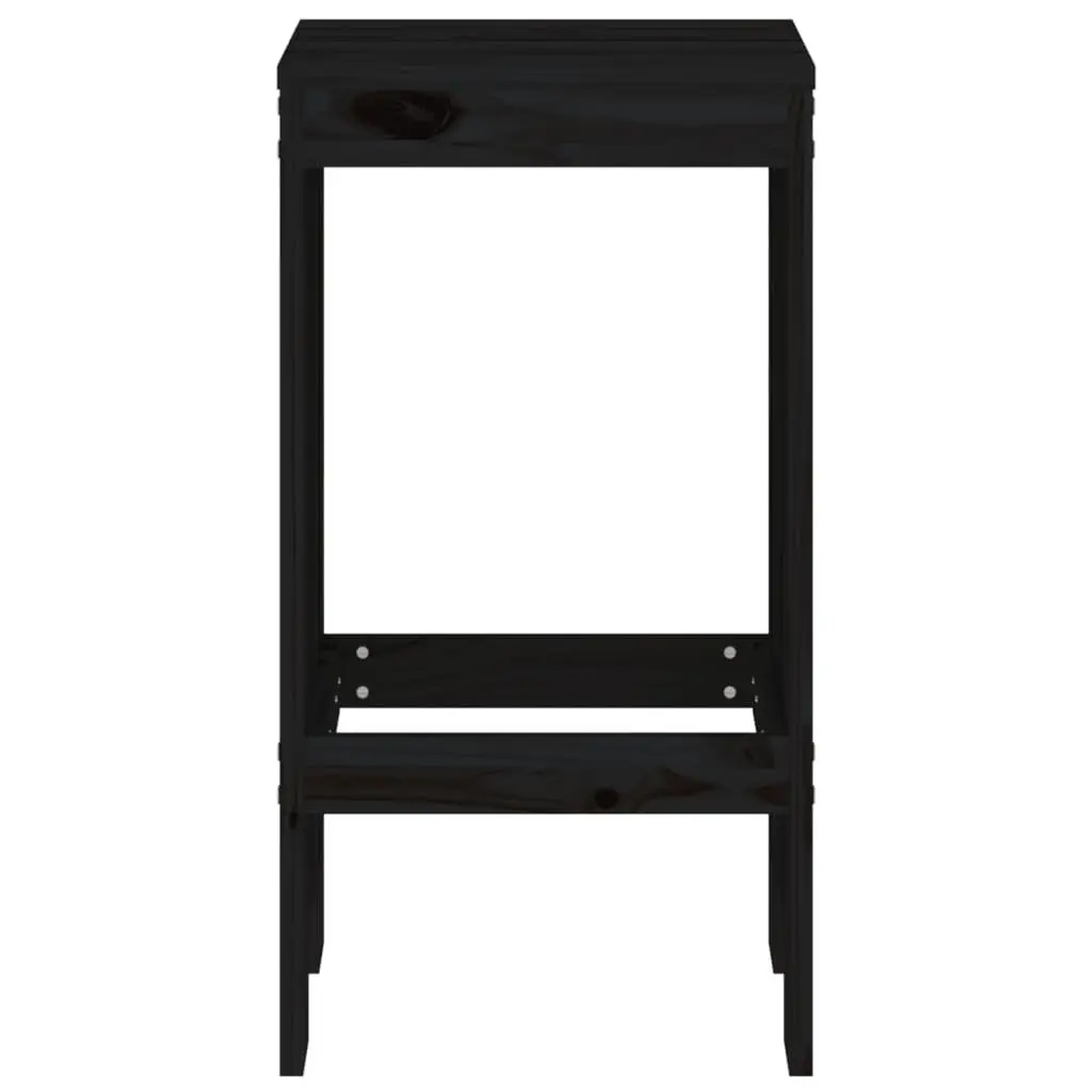 Bar Stools Outdoor Use 40x36x75 cm Black Solid Pine Wood 2 pcs