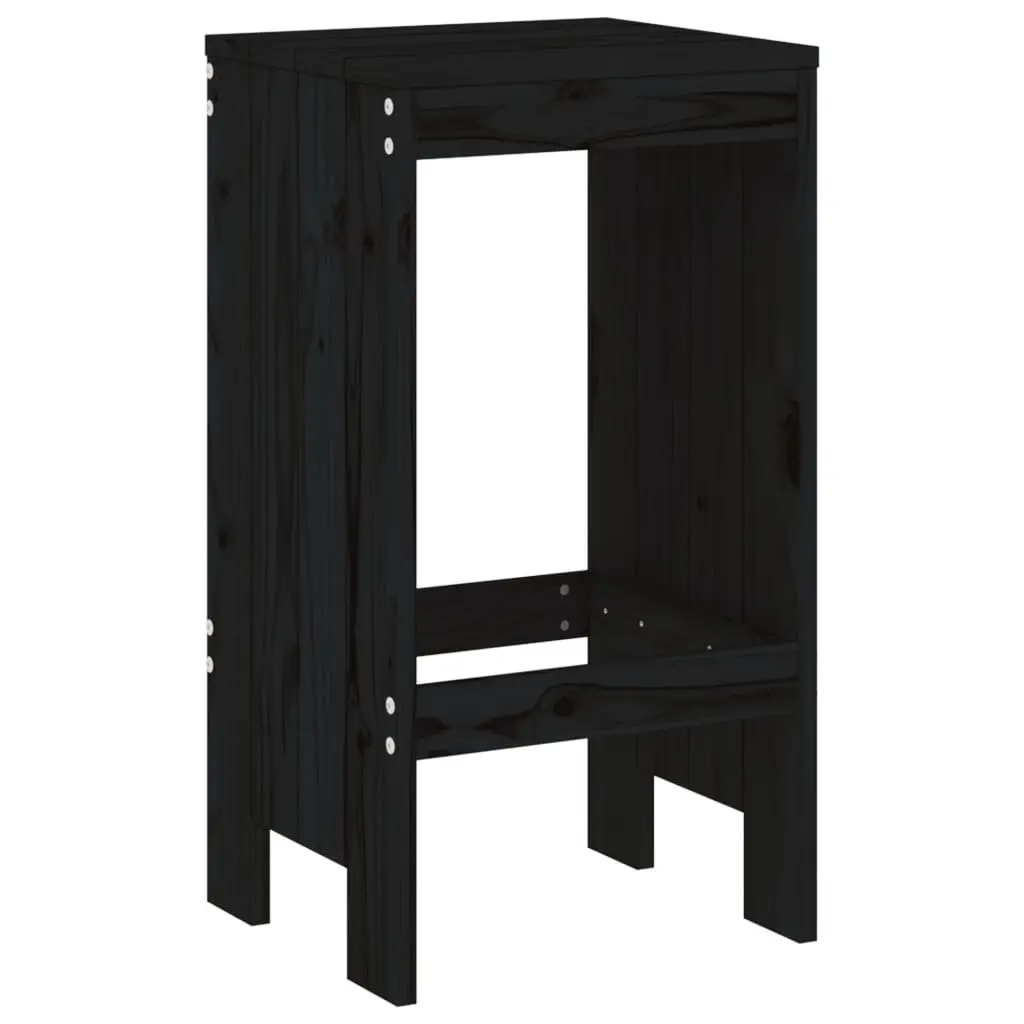 Bar Stools Outdoor Use 40x36x75 cm Black Solid Pine Wood 2 pcs