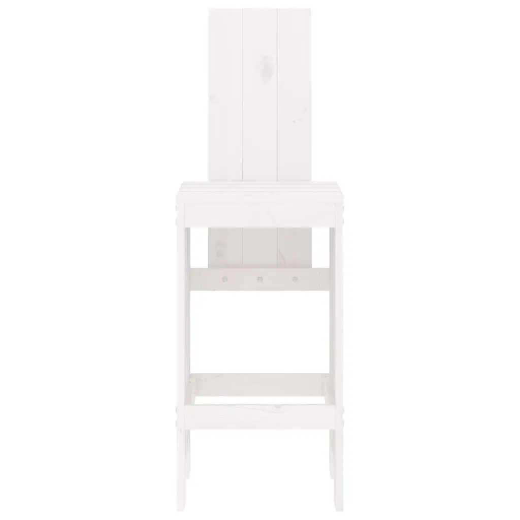 Bar Stools White Solid Wood Pine Seat Height 75 cm 2 Piece
