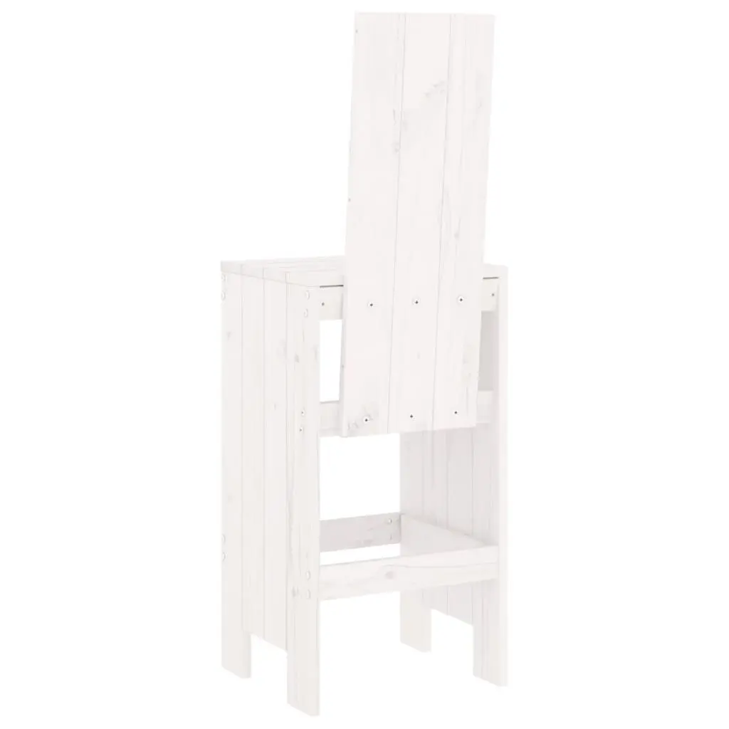 Bar Stools White Solid Wood Pine Seat Height 75 cm 2 Piece