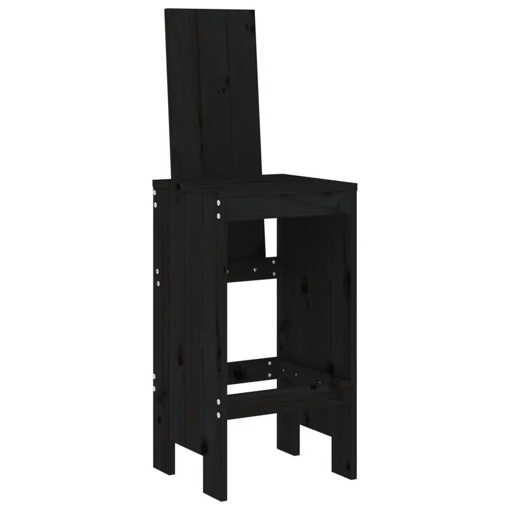 Bar Stools Black Solid Pine Wood 40x42x120 cm 2 Piece