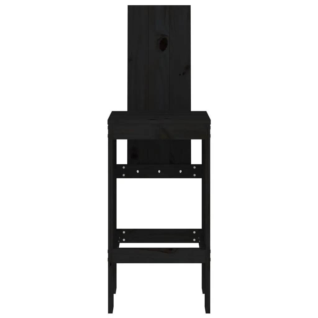 Bar Stools Black Solid Pine Wood 40x42x120 cm 2 Piece