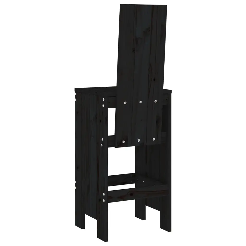 Bar Stools Black Solid Pine Wood 40x42x120 cm 2 Piece