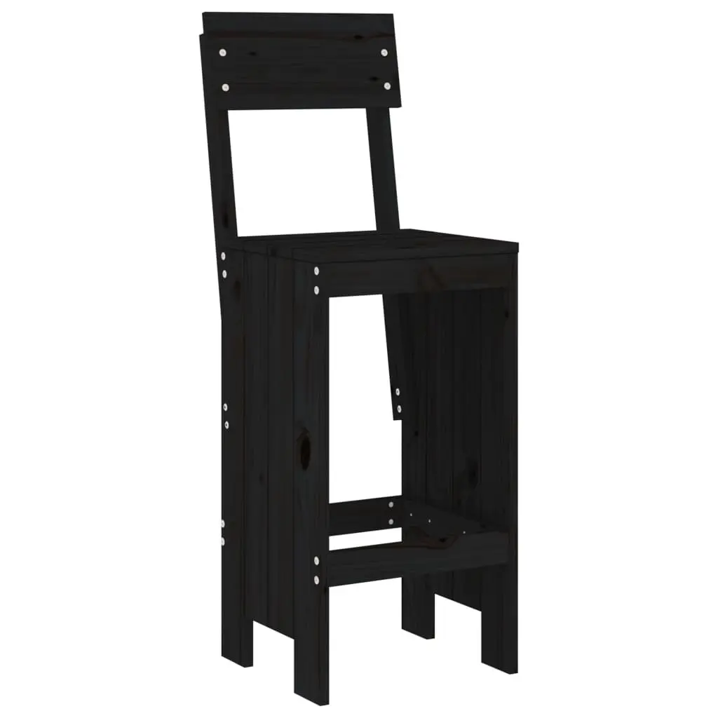 Bar Stools Black Solid Pine Wood 40x48.5x115.5cm Outdoor Seating 2 Piece