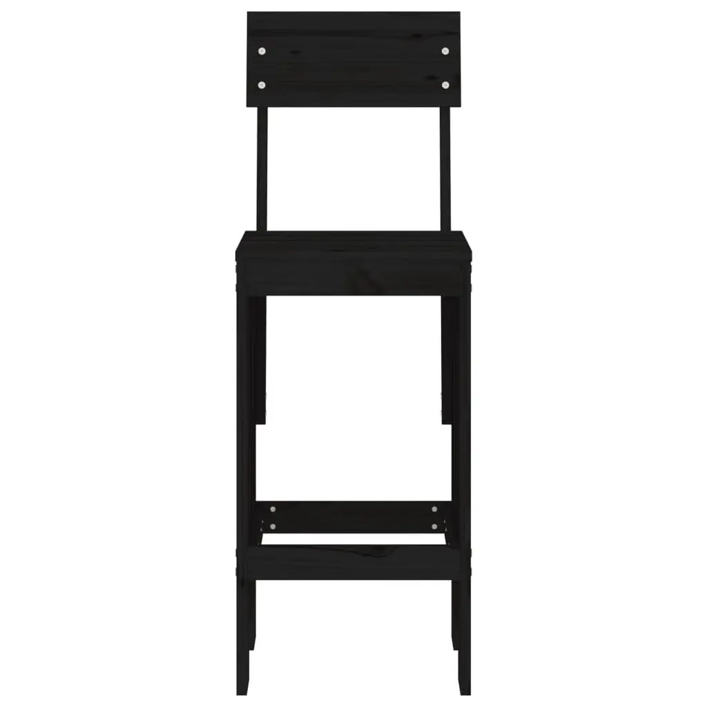 Bar Stools Black Solid Pine Wood 40x48.5x115.5cm Outdoor Seating 2 Piece