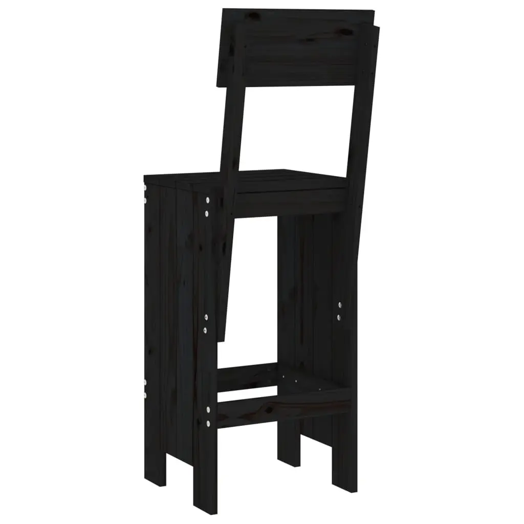 Bar Stools Black Solid Pine Wood 40x48.5x115.5cm Outdoor Seating 2 Piece