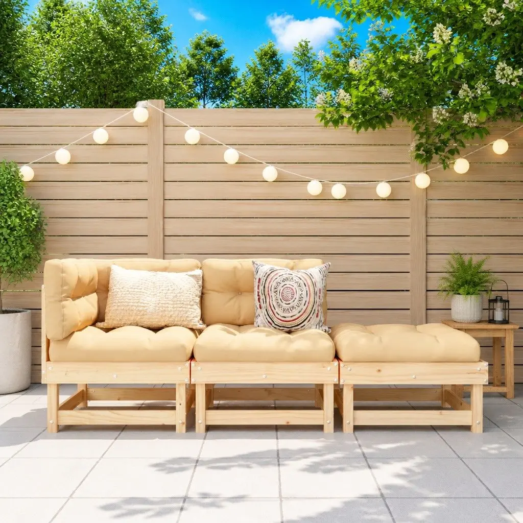 3 Piece Modular Sectional Sofa Outdoor Garden Lounge Set Brown