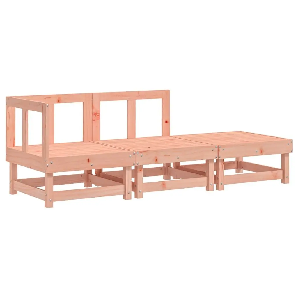 3 Piece Outdoor Garden Lounge Set Solid Wood Sectional Sofa Brown