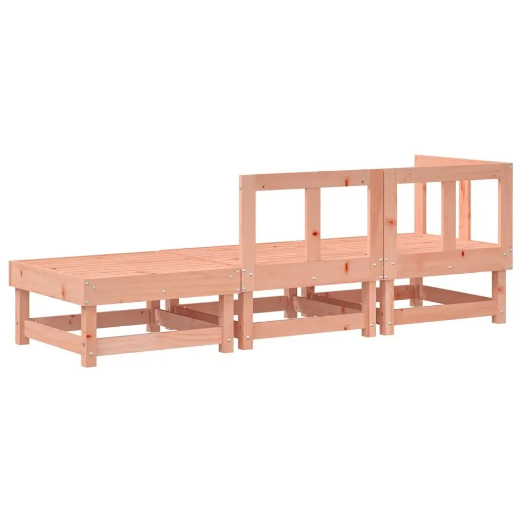 3 Piece Outdoor Garden Lounge Set Solid Wood Sectional Sofa Brown