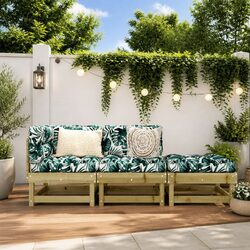 Comfortable 3-Piece Wooden Garden Lounge Set