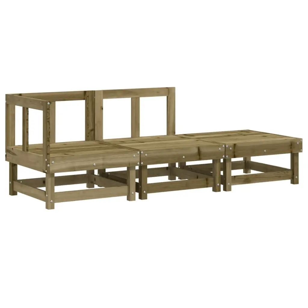 Outdoor Sectional Sofa Set 3 Piece Modular Garden Lounge Brown Wood