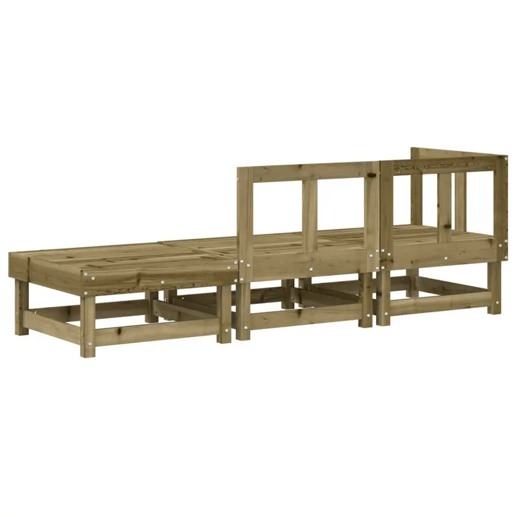 Outdoor Sectional Sofa Set 3 Piece Modular Garden Lounge Brown Wood