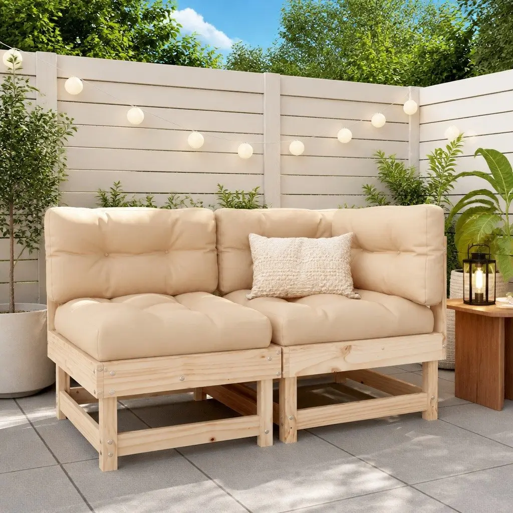 Corner Sofa Outdoor Garden Patio Sectional Seating Solid Pine Wood Brown with Cushions