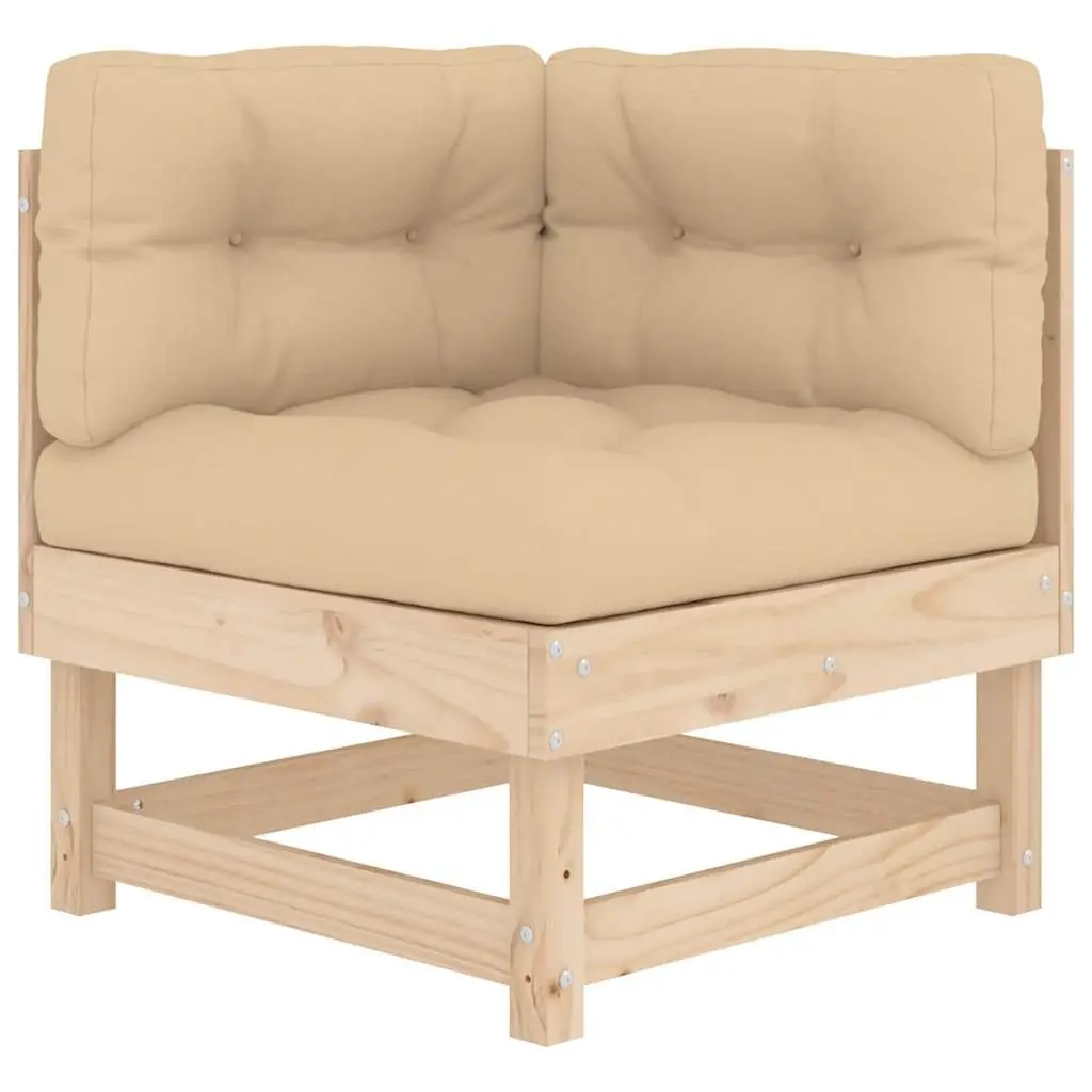 Corner Sofa Outdoor Garden Patio Sectional Seating Solid Pine Wood Brown with Cushions