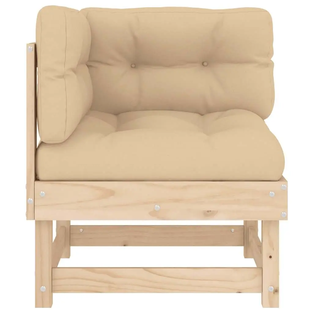 Corner Sofa Outdoor Garden Patio Sectional Seating Solid Pine Wood Brown with Cushions