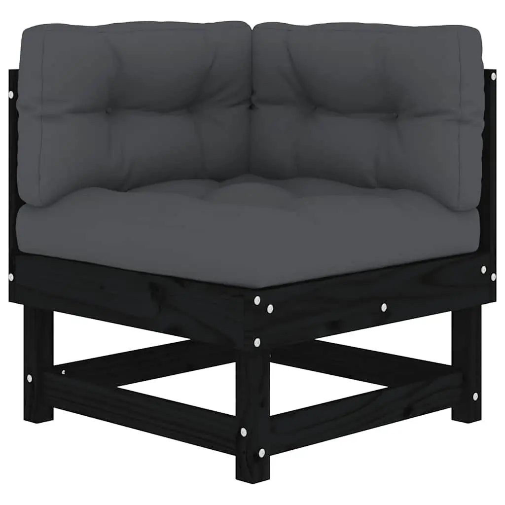 Corner Sofa with Cushions Black Outdoor Sectional Garden Patio Seating Unit