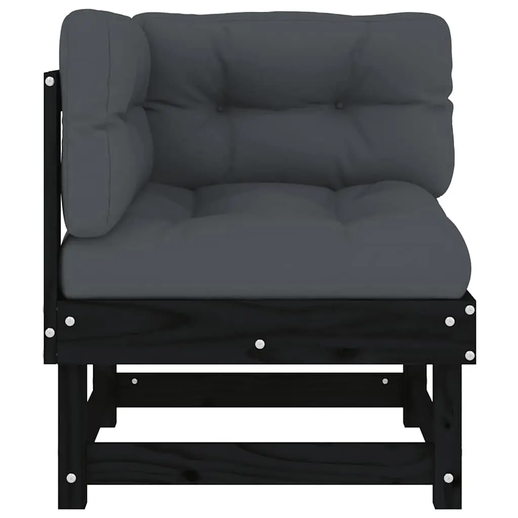 Corner Sofa with Cushions Black Outdoor Sectional Garden Patio Seating Unit