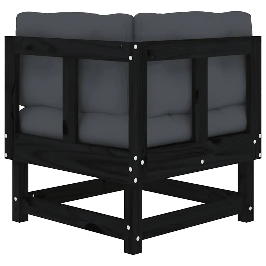 Corner Sofa with Cushions Black Outdoor Sectional Garden Patio Seating Unit