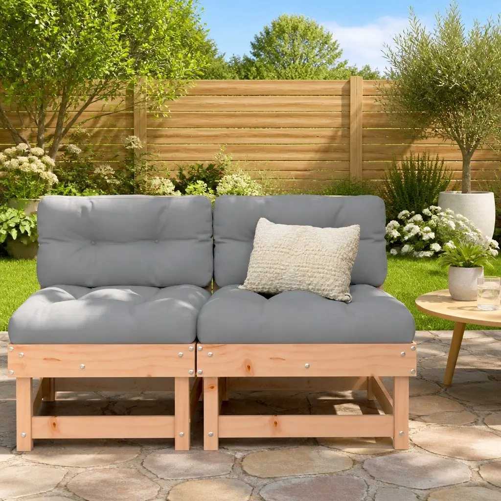 Middle Sofa Outdoor Cushions Solid Wood Modular Garden Patio Brown