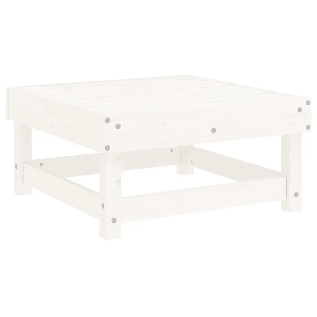 Garden Footstool Outdoor Seating White Solid Pine with Cushion