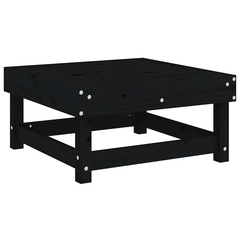 Black Wooden Footstool with Cushion