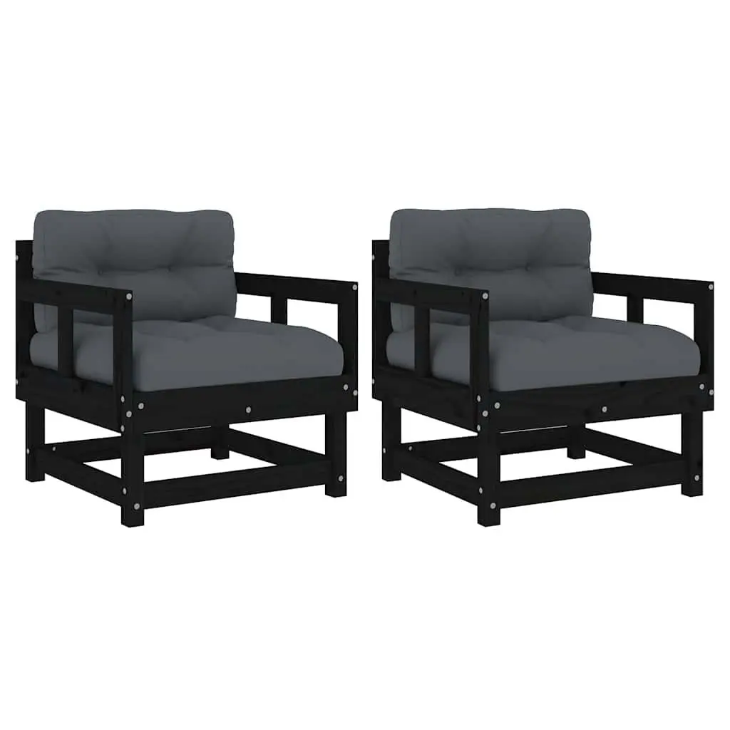 Outdoor Garden Chairs with Cushions, Set of 2