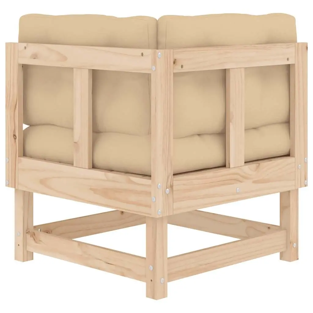 Corner Sectional Sofa with Cushions 2 pcs Solid Pine Wood Outdoor Seating Brown