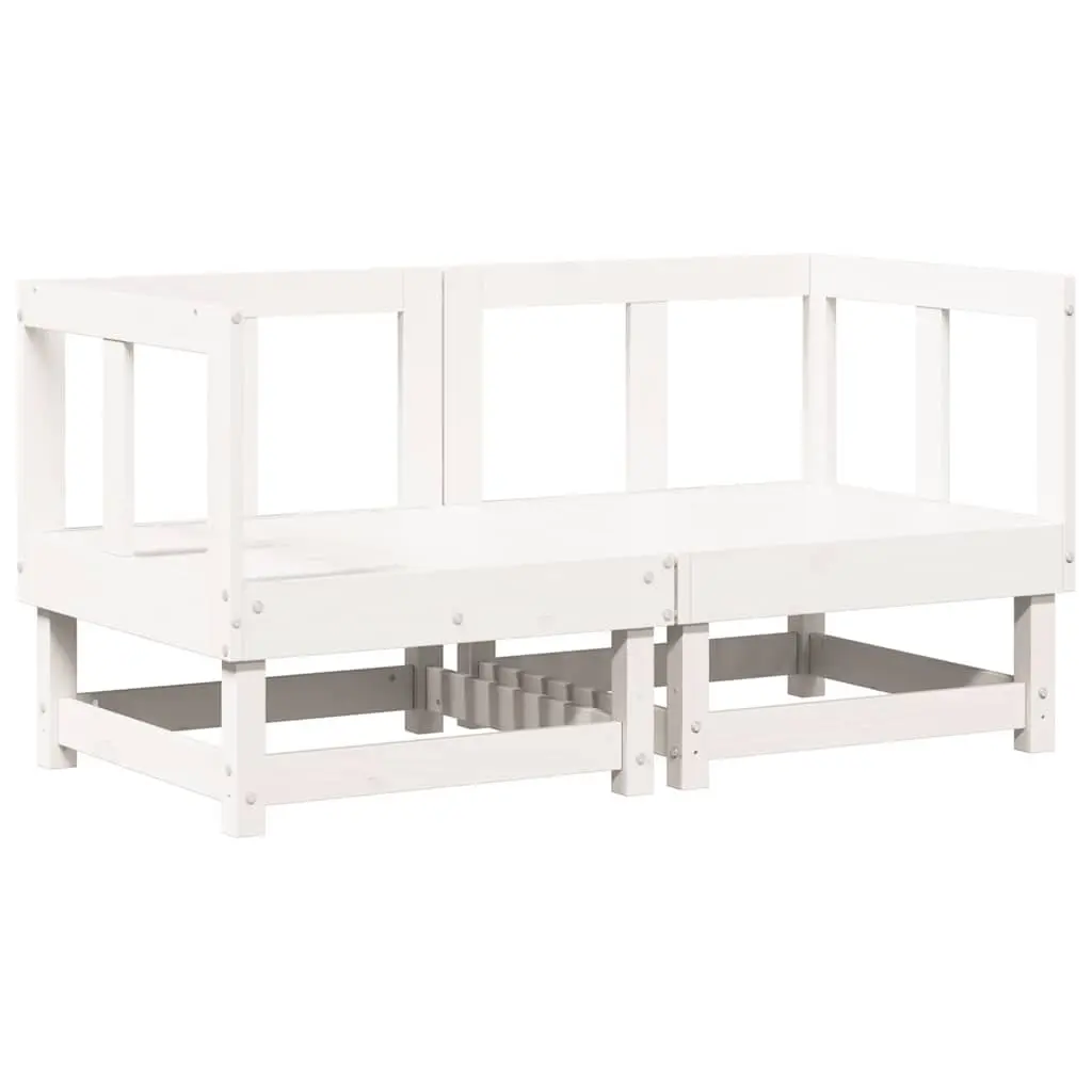 Corner Sofa Units 2 pcs White Solid Wood Pine Outdoor Patio Garden Sectional