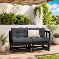 Reliable Black Wooden Corner Sofa Set for Outdoors
