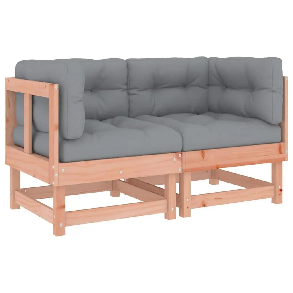 Outdoor Corner Sofas Modular Sectional Seating 2 Pieces Brown Solid Wood with Cushions