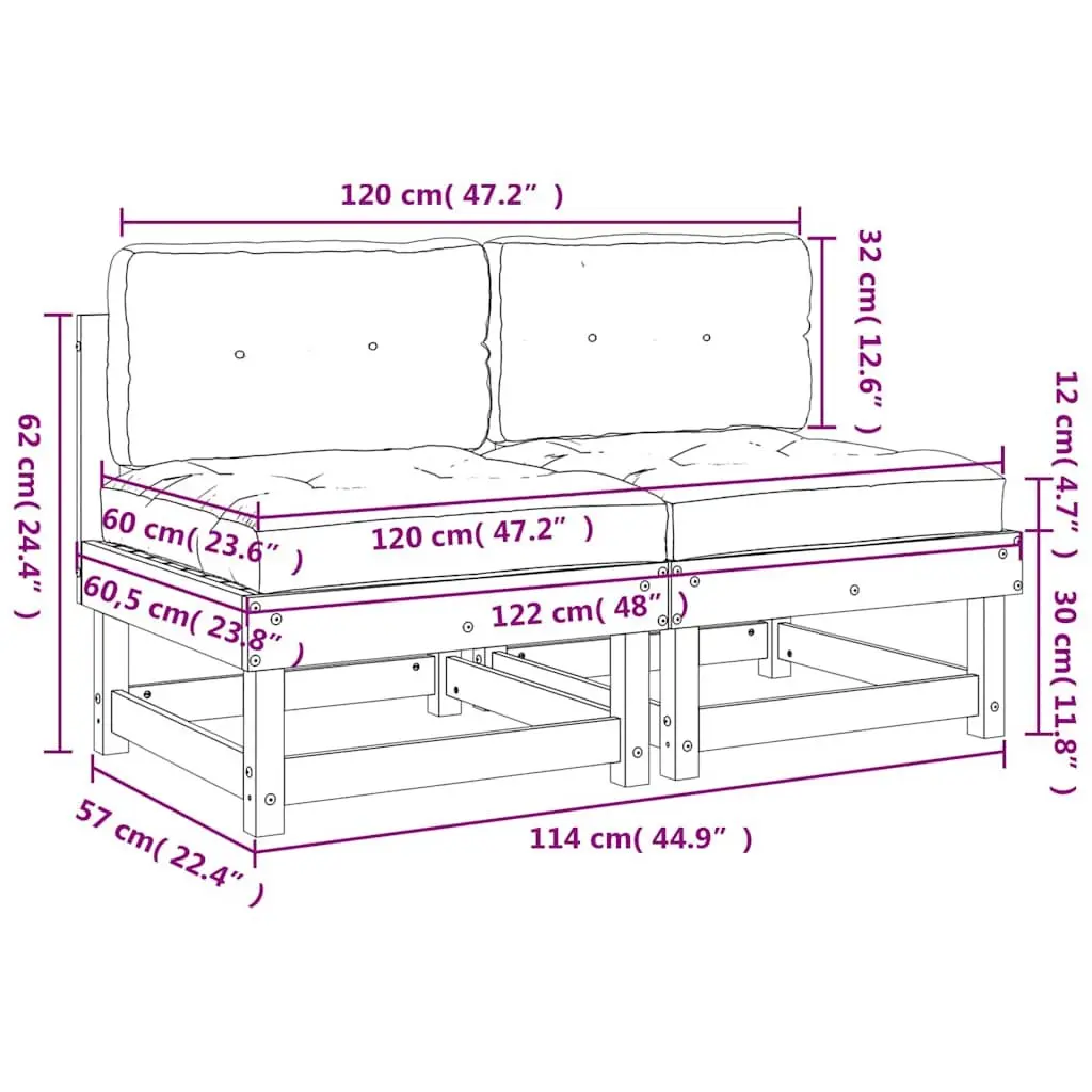 Outdoor Middle Sofas 2 pcs Set