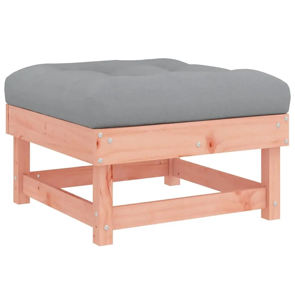 Garden Footstools Wooden Outdoor Furniture with Cushions 2 Piece Set for Patios and Gardens Brown