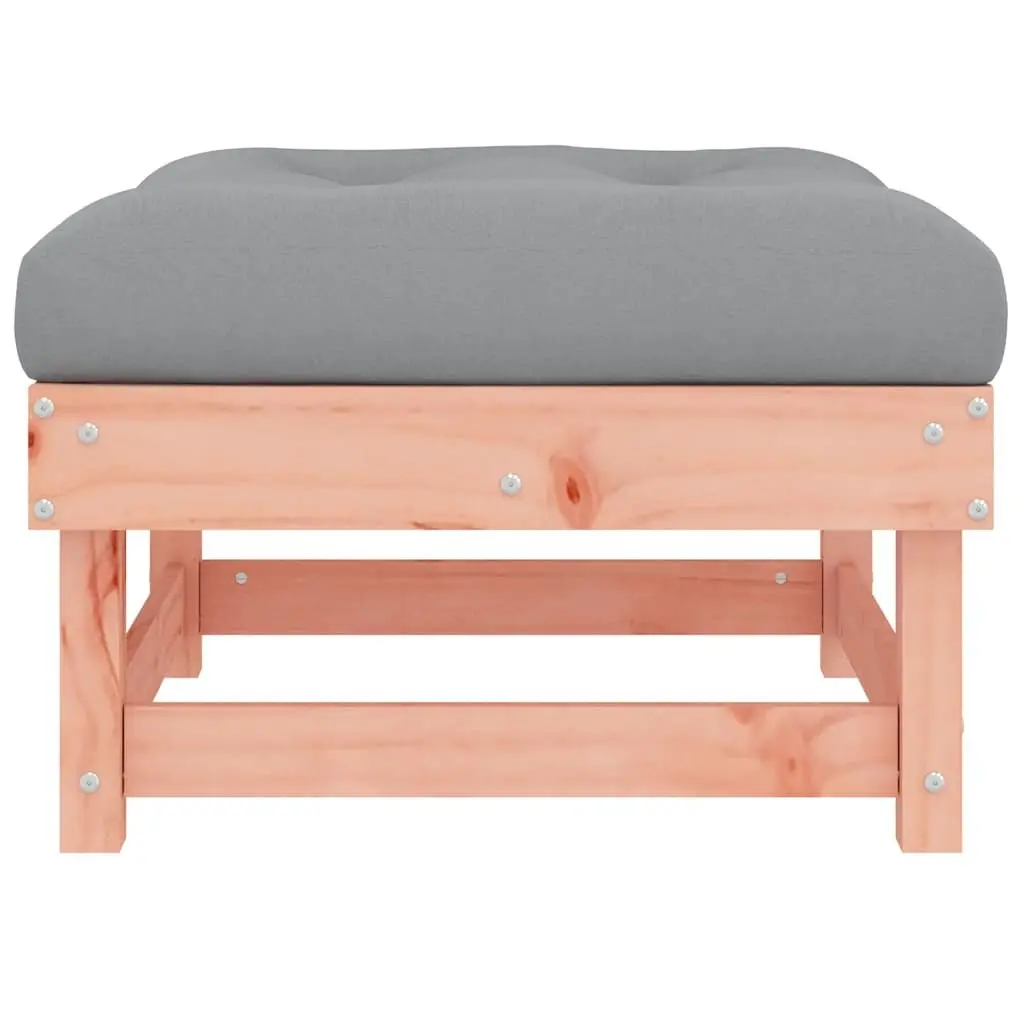 Garden Footstools Wooden Outdoor Furniture with Cushions 2 Piece Set for Patios and Gardens Brown