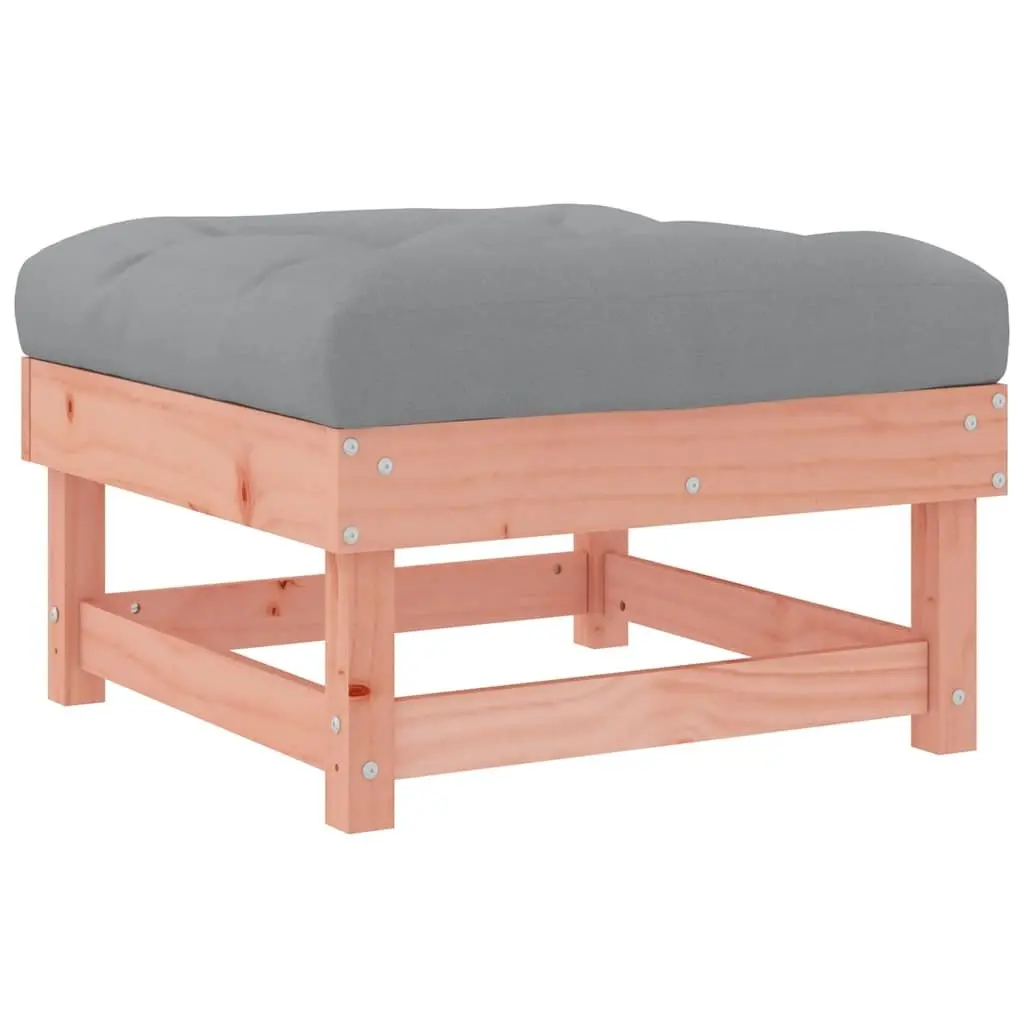 Garden Footstools Wooden Outdoor Furniture with Cushions 2 Piece Set for Patios and Gardens Brown