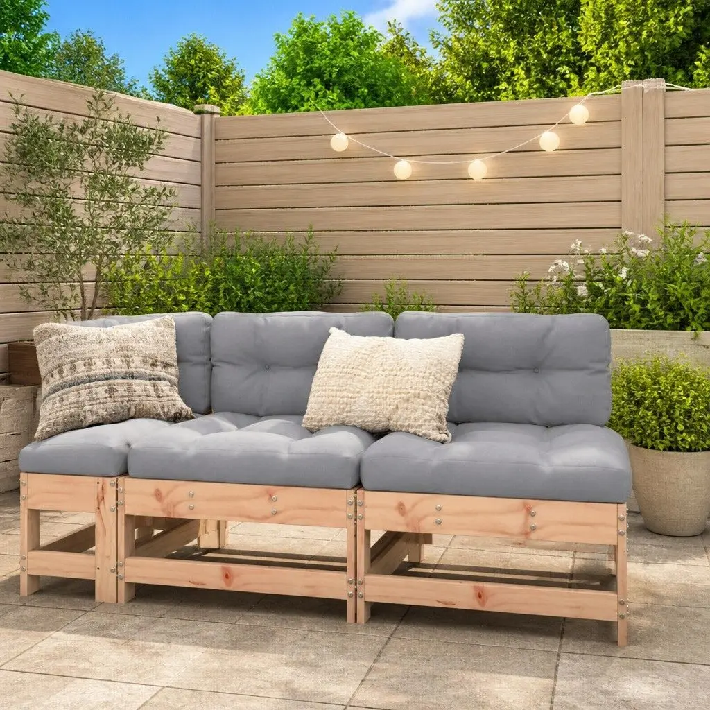 Outdoor Middle Sectional Sofa Modular Unit Brown Solid Douglas Wood